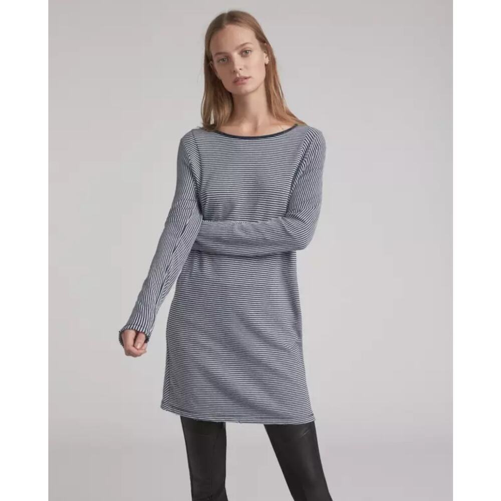 Rag & Bone Striped Kit Dress Size‎ Large Long Sleeved Knit Yarn Dyed Navy White